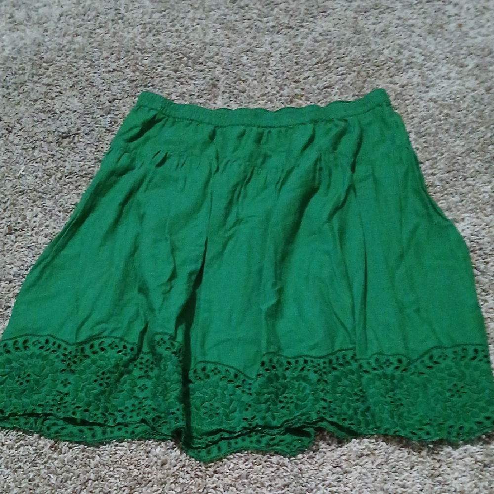 Green Lace Hem Skirt